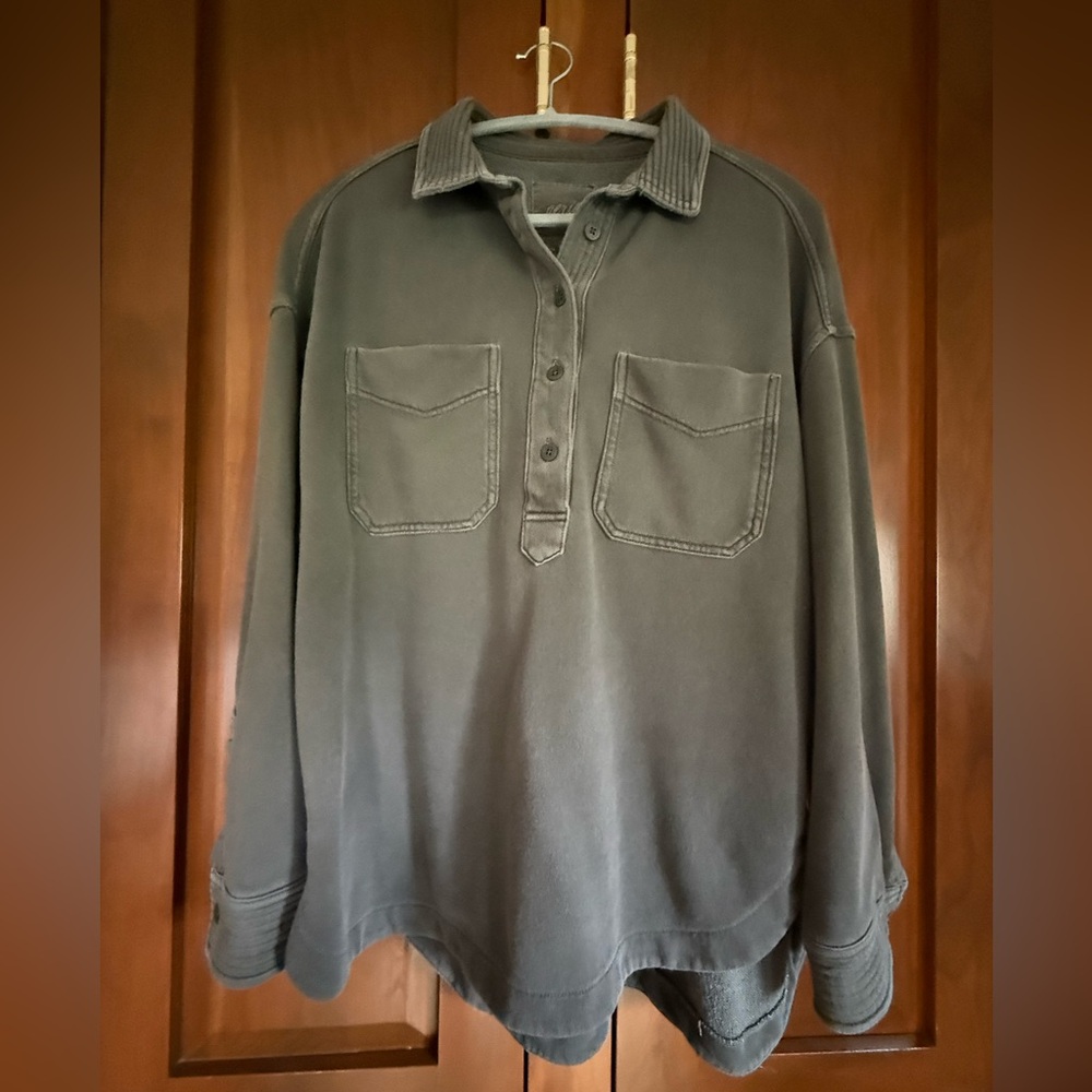 aerie Dark Gray Polo Pullover